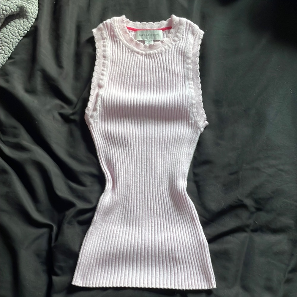 Sleeveless Ribbed Knit Top - Pink